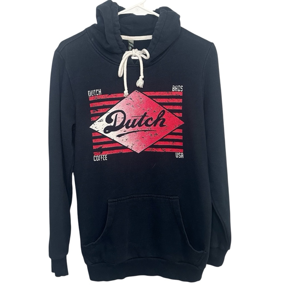 Dutch Bros XS + MEDIUM VINTAGE Navy Hoodie Red White Ink DB 1992 RARE